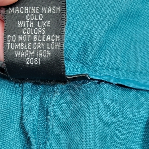 Rafaella 100% Linen Women's Aqua Blue Pants in a Size 10 - Picture 10 of 10
